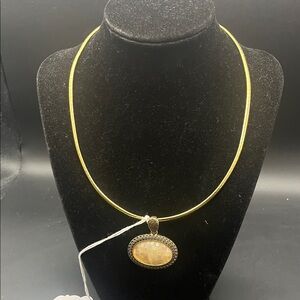 Lia Sophia Gold Necklace with Oval Pendant